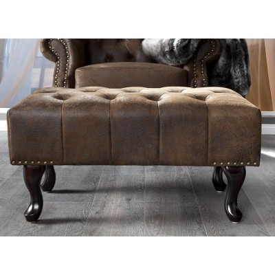 Taburete clasic stil englezesc Chesterfield maro antic