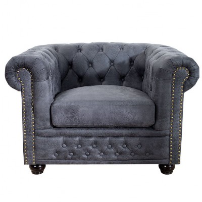 Fotoliu Chesterfield gri antic