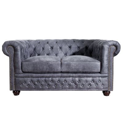 Canapea Chesterfield 2 locuri gri antic