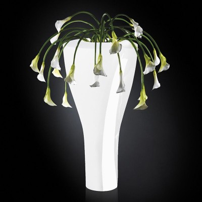 Aranjament floral LOS ANGELES IN SHINY VASE, alb 160cm