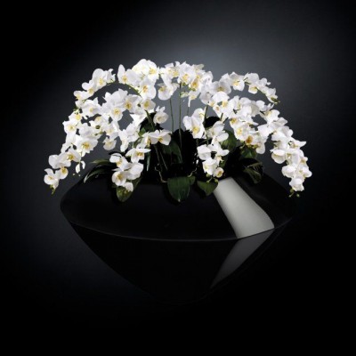 Aranjament floral VENEZIA IN SHINY VASE, negru