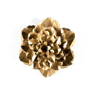 Decoratiune perete din metal auriu Flower 39cm