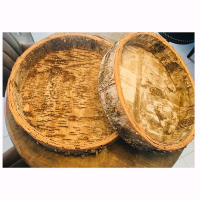 Set 2 vase decorative din lemn Bowl birch round 