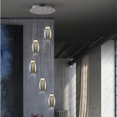 Lustra LED design modern cu 5 pendule Nebula