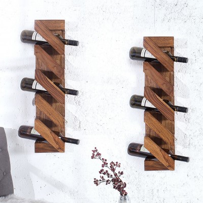 Set 2 rafturi de perete, suport pentru sticle de vin Makassar 70cm Sheesham