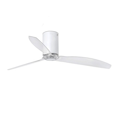 Ventilator de tavan modern cu telecomanda MINI TUBE FAN alb mat/transparent 