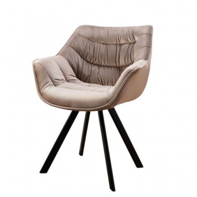 Scaun design retro Dutch Comfort, catifea greige