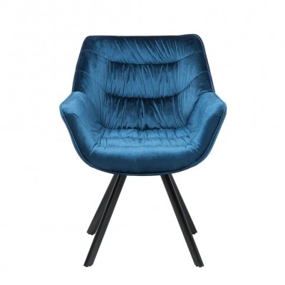 Scaun design retro Dutch Comfort, catifea albastra