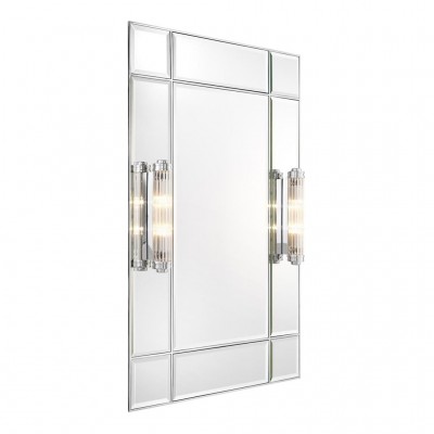 Oglinda design LUX finisaj nickel, Beaumont cu iluminat, 90x140cm