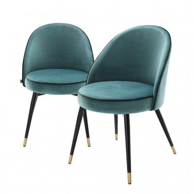 Set de 2 scaune Cooper, catifea turcoaz