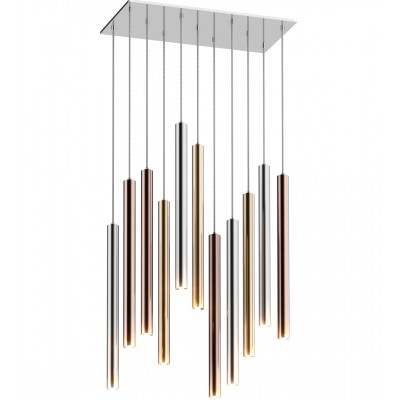 Lustra LED design minimalist cu 11 pendule LOYA, crom/ auriu- french gold/ cupru