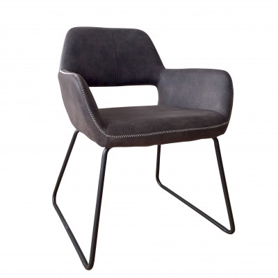 Set de 2 scaune, design retro Mustang, microfibra gri antic