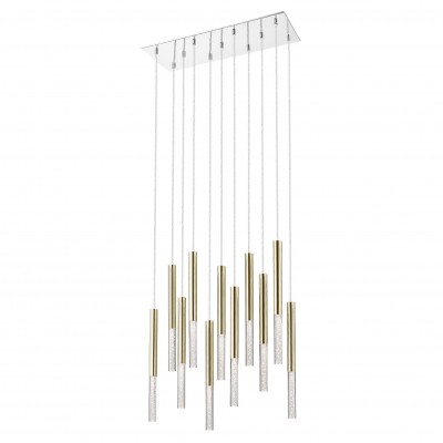 Lustra LED design minimalist cu 11 pendule One, auriu