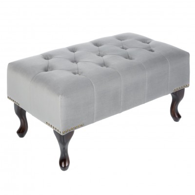 Taburete stil englezesc Chesterfield, catifea gri argintiu