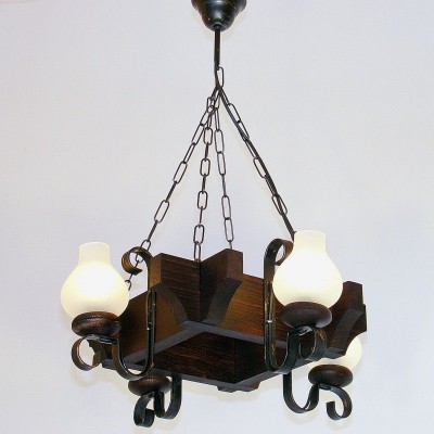 Candelabru rustic fabricat manual din lemn Queen 4L