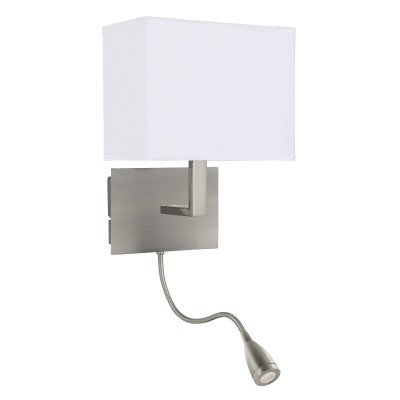 Aplica moderna eleganta cu reader LED Hotel argintiu satin