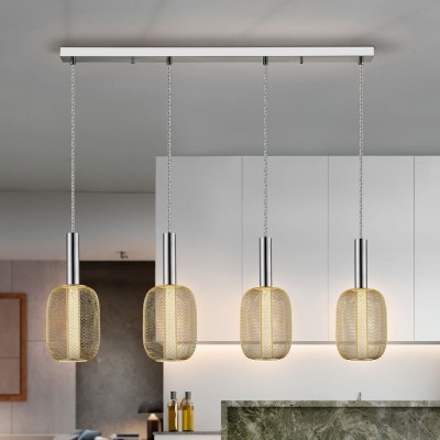 Lustra cu 4 pendule LED design modern Micron crom/auriu