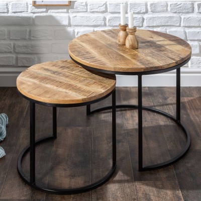 Set de 2 masute design industrial, Elements 