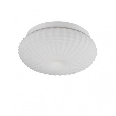 Plafoniera baie moderna Ø30cm IP44 Clam sticla alba