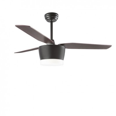 Lustra LED cu ventilator si telecomanda design modern Monsoon stejar