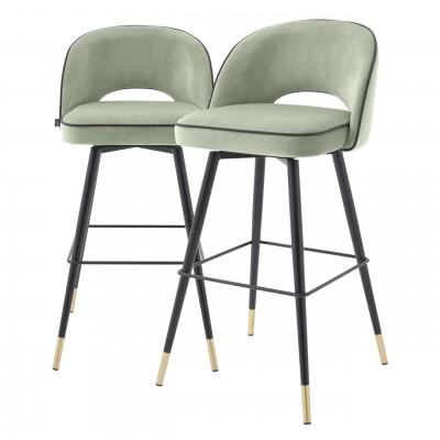 Set de 2 scaune de bar design modern LUX Cliff, verde