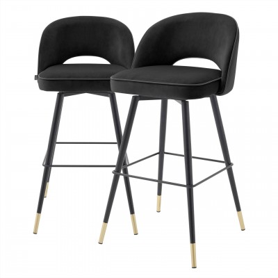 Set de 2 scaune de bar design modern LUX Cliff, negru