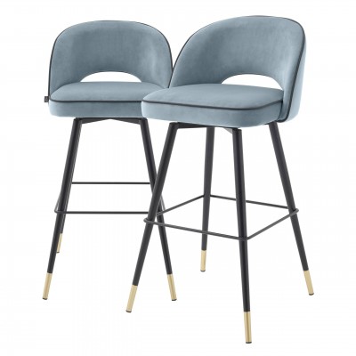 Set de 2 scaune de bar design modern LUX Cliff, albastru