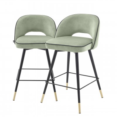 Set de 2 scaune de bar design modern LUX Cliff, H-92,5cm verde