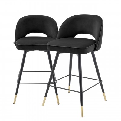 Set de 2 scaune de bar design modern LUX Cliff, H-92,5cm negru