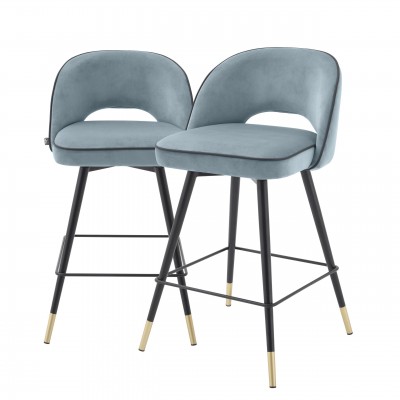 Set de 2 scaune de bar design modern LUX Cliff, H-92,5cm albastru