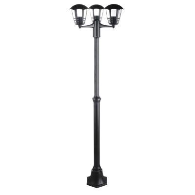 Stalp pentru iluminat exterior clasic negru cu 3 brate, inaltime 190cm, IP44 Marseille