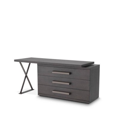 Birou design modern din lemn de stejar mocha Sanderson