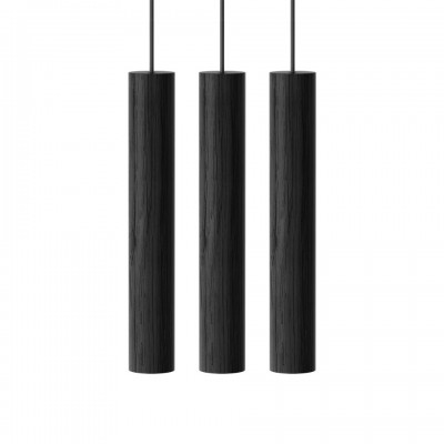 Lustra cu 3 pendule design minimalist din lemn cu spot LED încorporat Chimes 3 - black oak