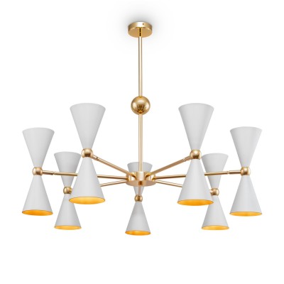 Lustra suspendata design decorativ Vesper alb/auriu