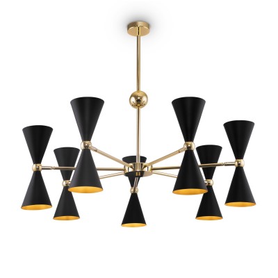 Lustra suspendata design decorativ Vesper negru/auriu