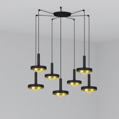 Lustra cu 7 Pendule design modern WHIZZ negru/auriu