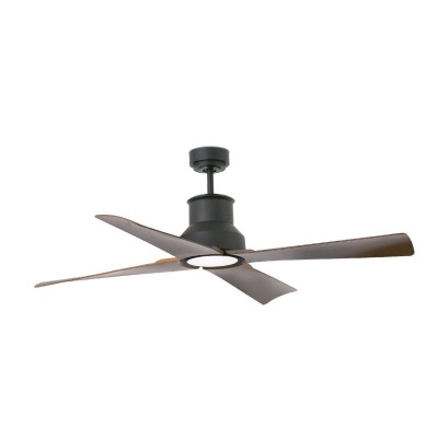 Lustra LED cu Ventilator si telecomanda design modern IP44 WINCHE negru/maro