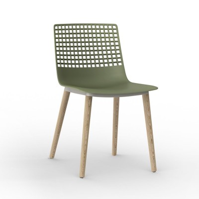 Set de 2 scaune din polipropilena si lemn Wire Wood