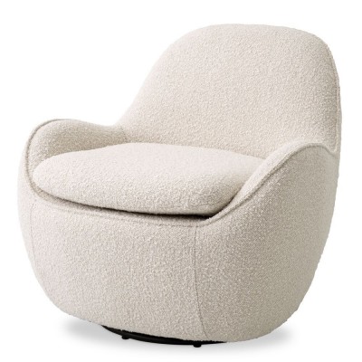 Fotoliu pivotant design elegant Cupido, boucle crem