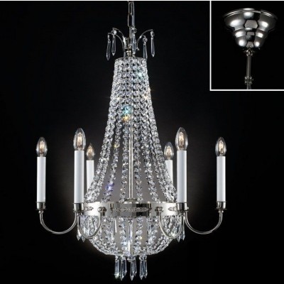 Candelabru clasic din alama decorat cu cristale Asfour Empire dia 62cm, antique silver