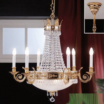 Candelabru clasic din alama si cristale Schöler Empire, 24K gold plated