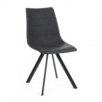Set de 4 scaune design modern ALVA, gri inchis