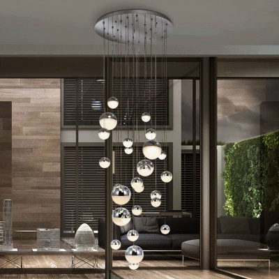 LUSTRA XXL cu 27 pendule LED, H-500cm, DIMABILA prin BLUETOOTH Sphere