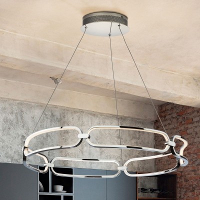 Lustra LED suspendata design ultra-modern, dimabila cu telecomanda, Ø80cm Colette crom