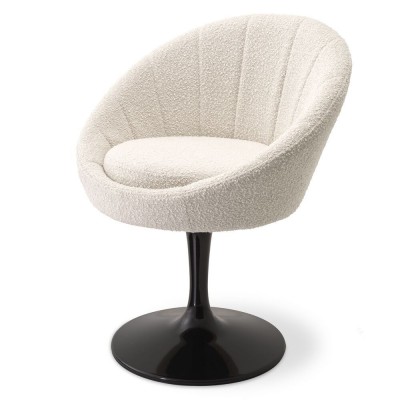 Scaun pivotant design elegant LUX O'Neill, boucle crem