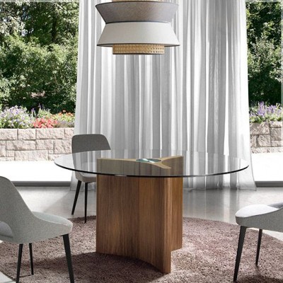 Masa rotunda eleganta design LUX Walnut Veneered 150cm