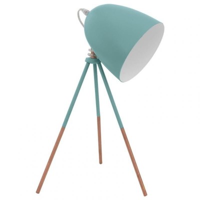 Veioza, lampa de masa cu trepied, finisaj pine, Vintage