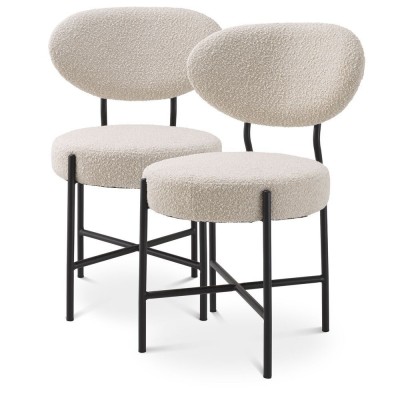 Set de 2 scaune design LUX Vicq, boucle crem