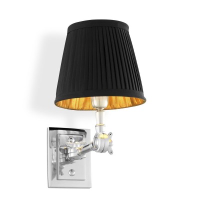 Aplica de perete up or down, finisaj nickel, abajur negru, Wentworth