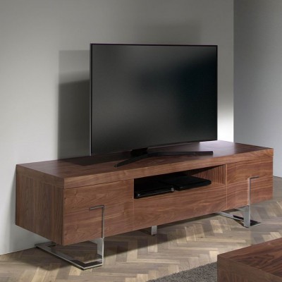 Comoda TV moderna cu design original și funcțional Wood and Chrome
